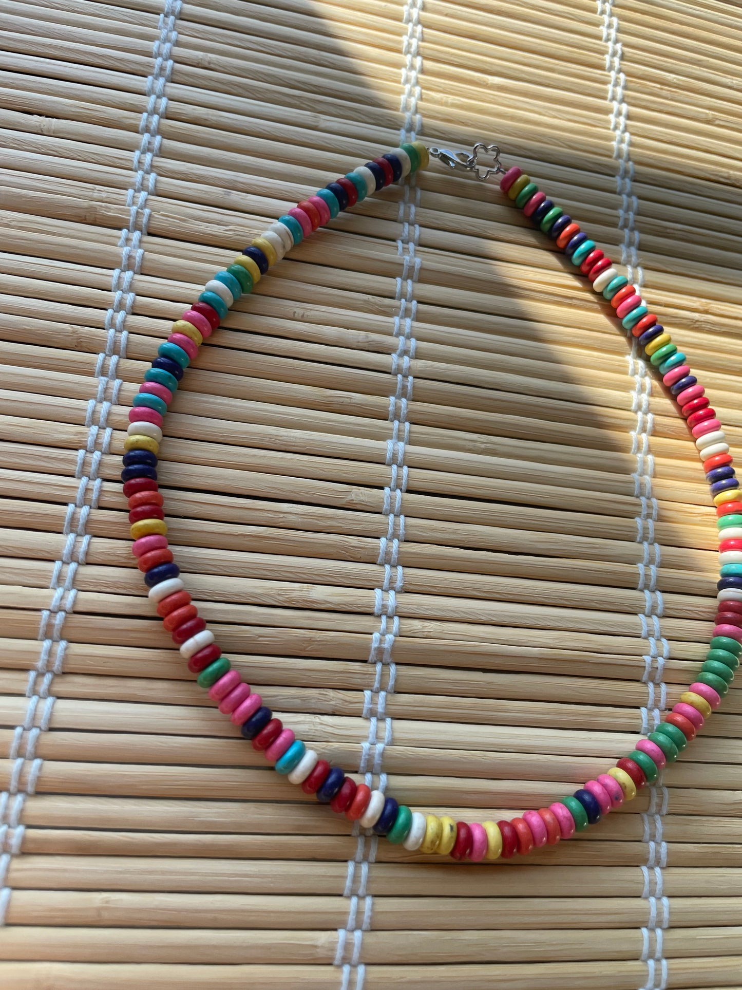 Rainbow bone bead necklace
