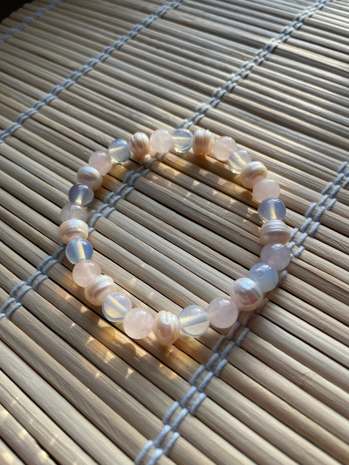 Rose quartz Opal Freshwater Pearls