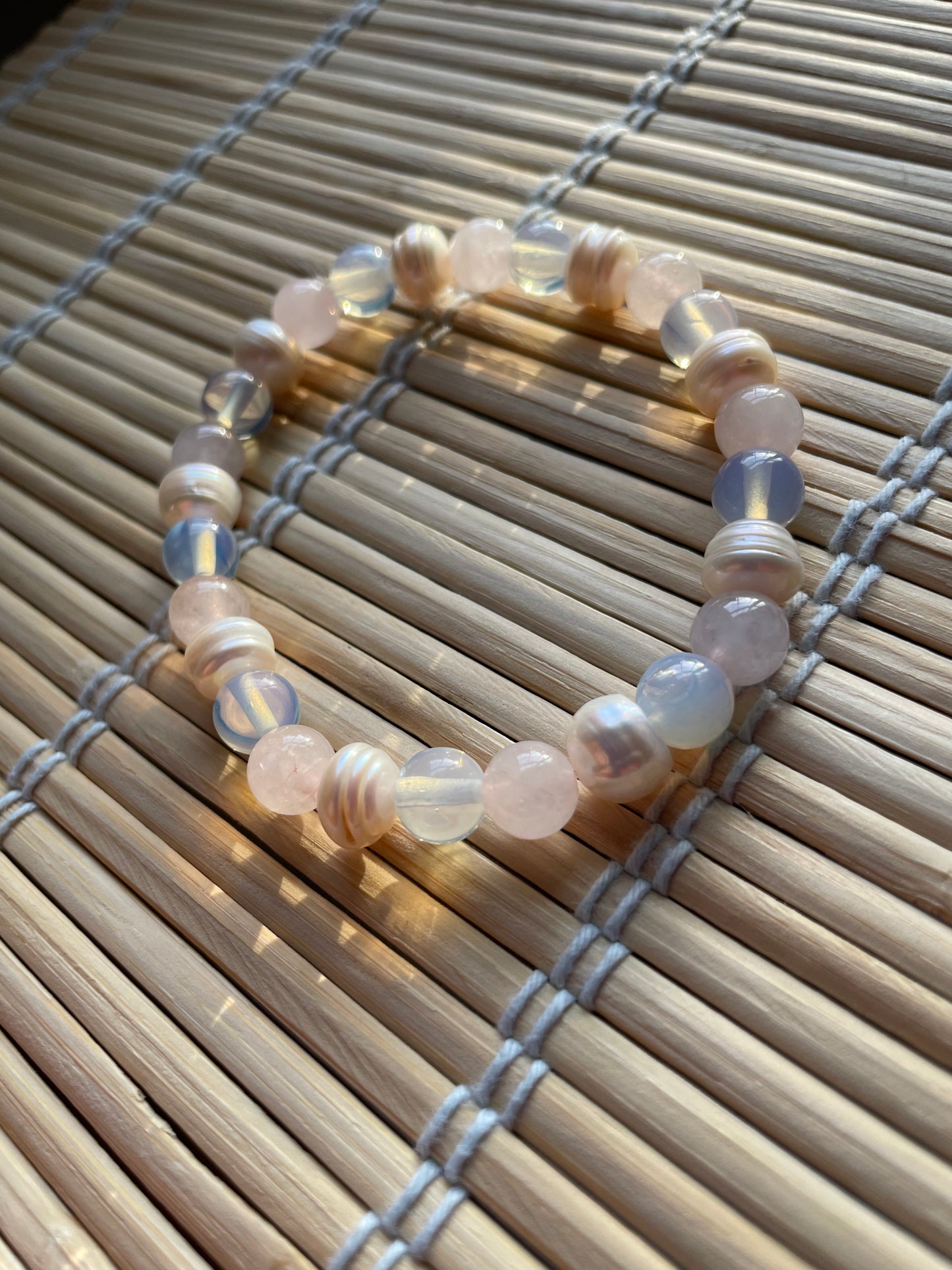 Rose quartz Opal Freshwater Pearls