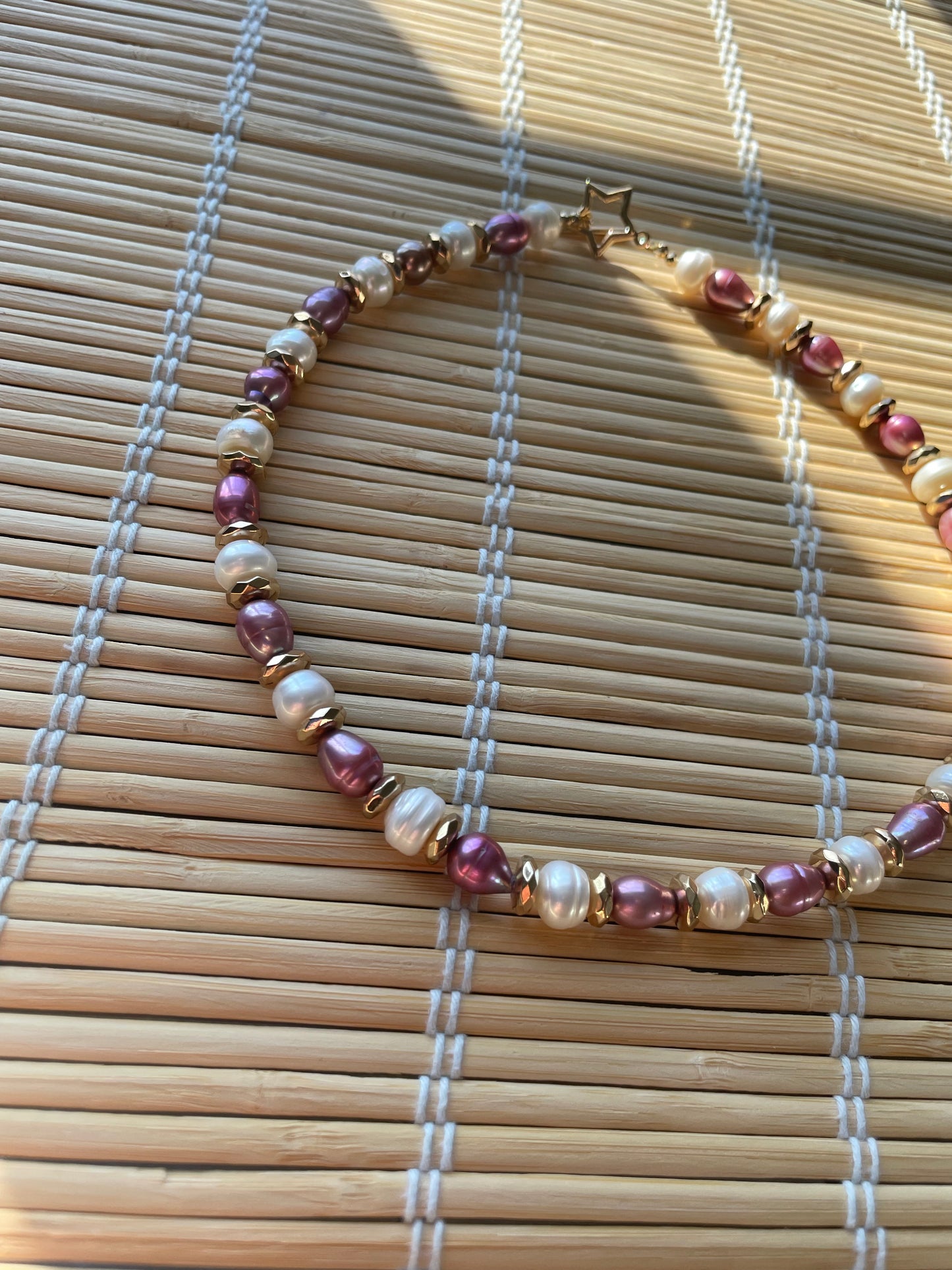 Golden Plum Pearl Necklace