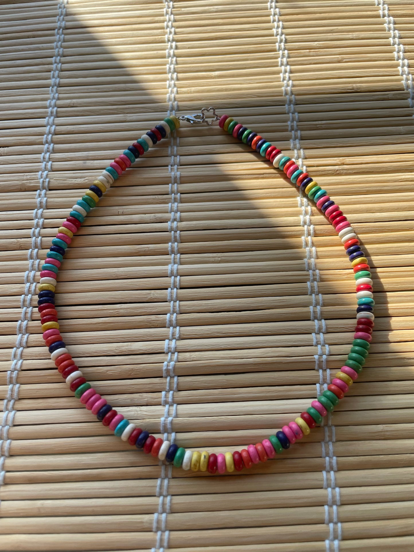 Rainbow bone bead necklace