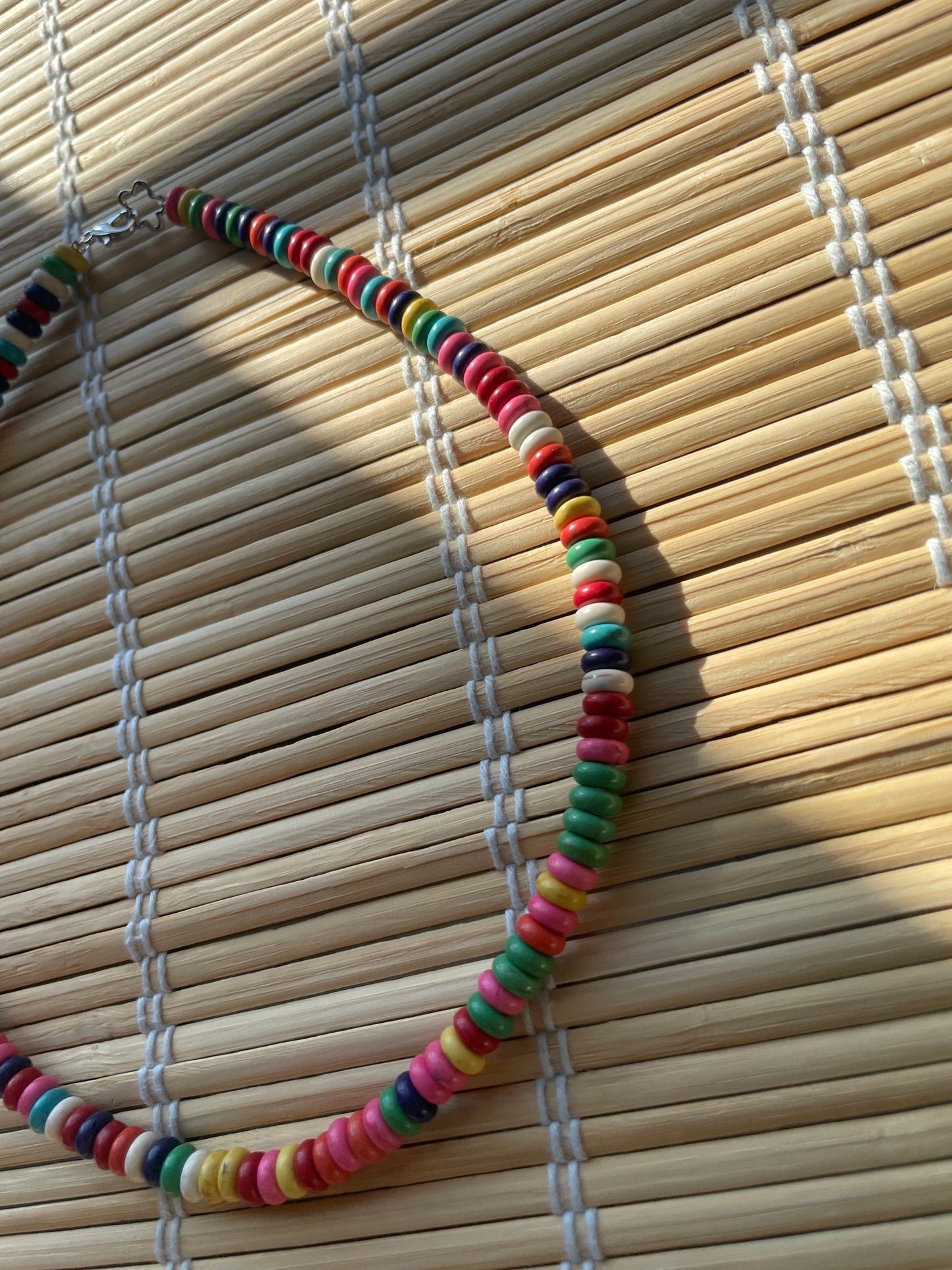 Rainbow bone bead necklace