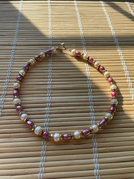 Golden Plum Pearl Necklace